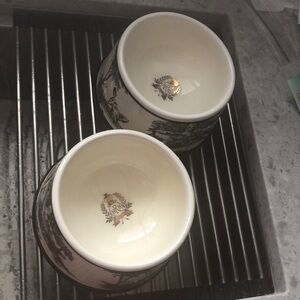 Black and Ivory - 2 dog bowls ceramic mud pie